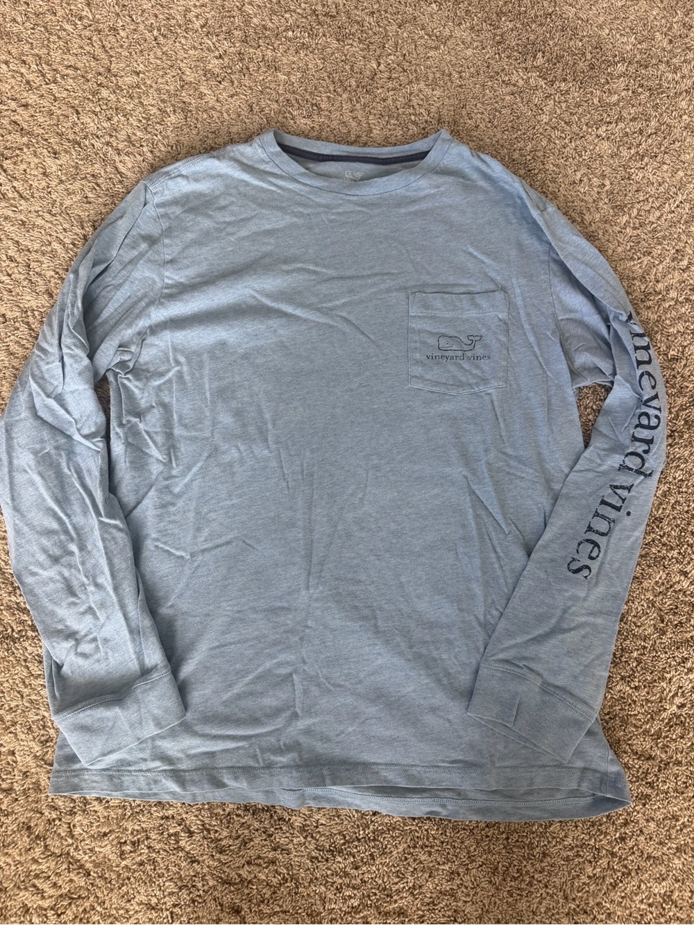 Vineyard Vines Men's Long-Sleeve Pocket Tee in Dusty Blue